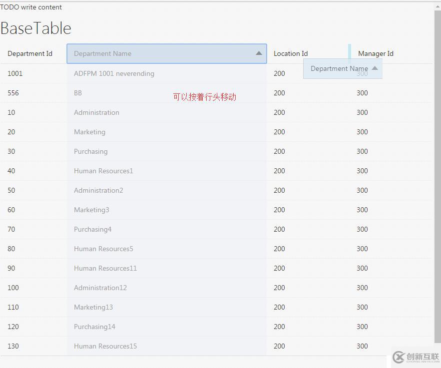 ORACLE JET Basic Table Column Reordering